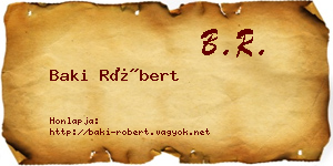 Baki Róbert névjegykártya